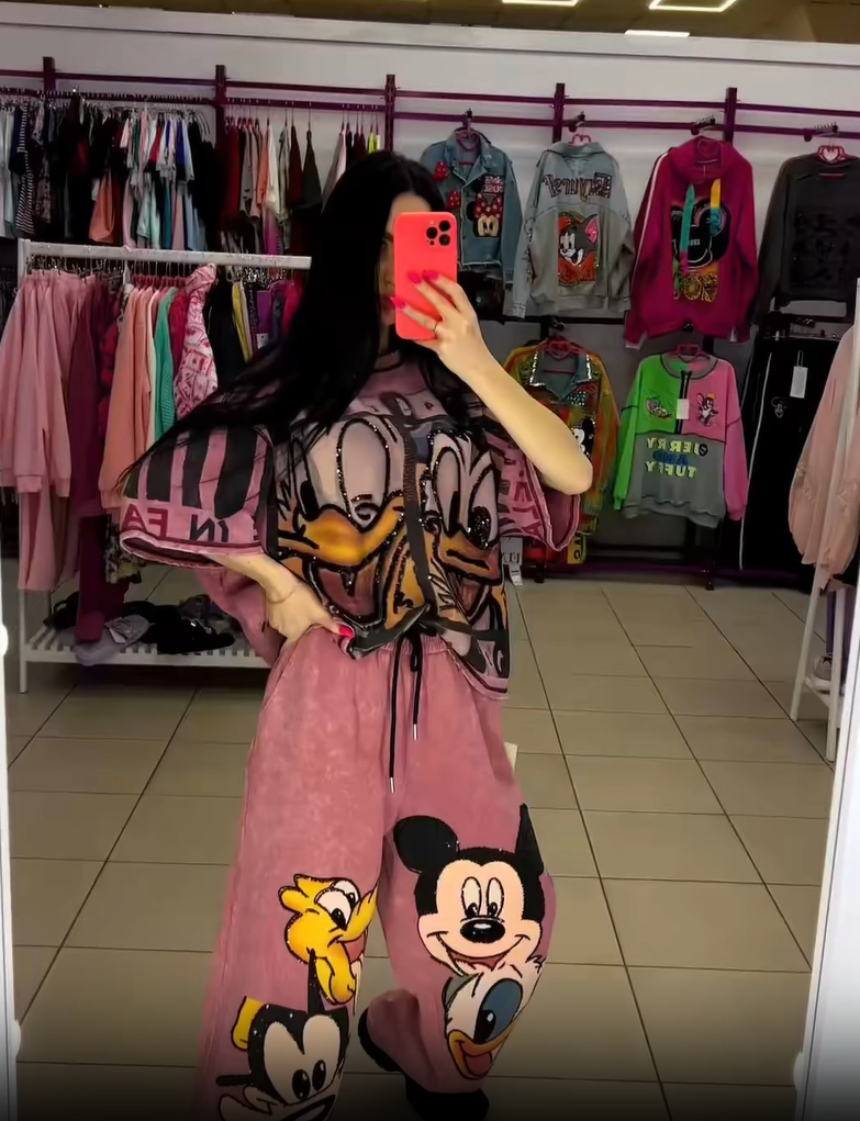 Komplet majice in hlač z motivom Račka Donalda in Miki Miške-SL