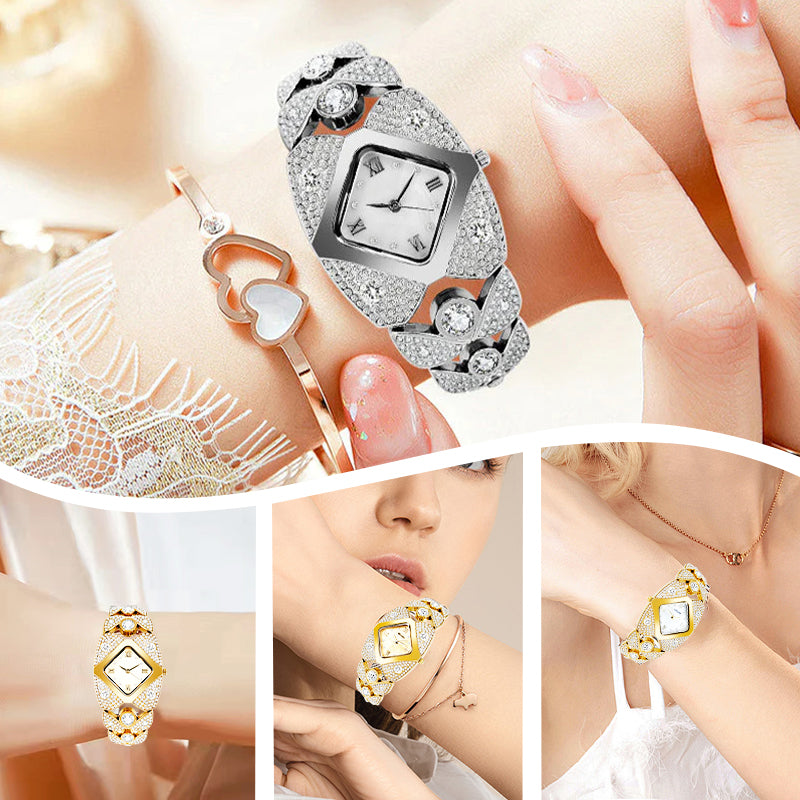 💜Retro quartz watch with sparkling crystals⌚-EN
