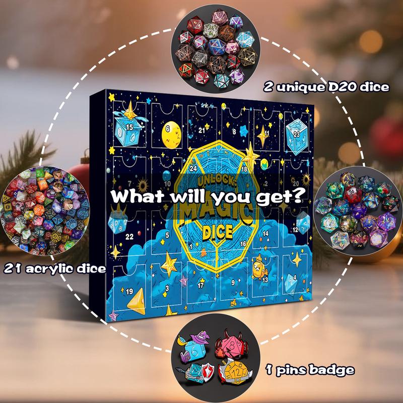 🔥ZADNJI DAN 49% POPUSTA - 🎄🎲Adventni koledar z božičnimi kockami za leto 2025 - s 24 luknjami, priložen žig-GR