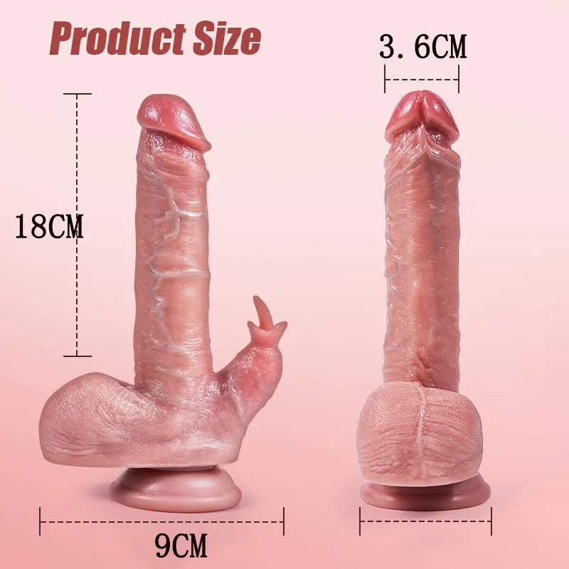[Zásady ochrany osobních údajů] DonJuan - Vibrační klitorální stimulace, teplo, 7 strhů a švihů, 10 vibrací, realistické dildo, délka 18 cm #JB51
