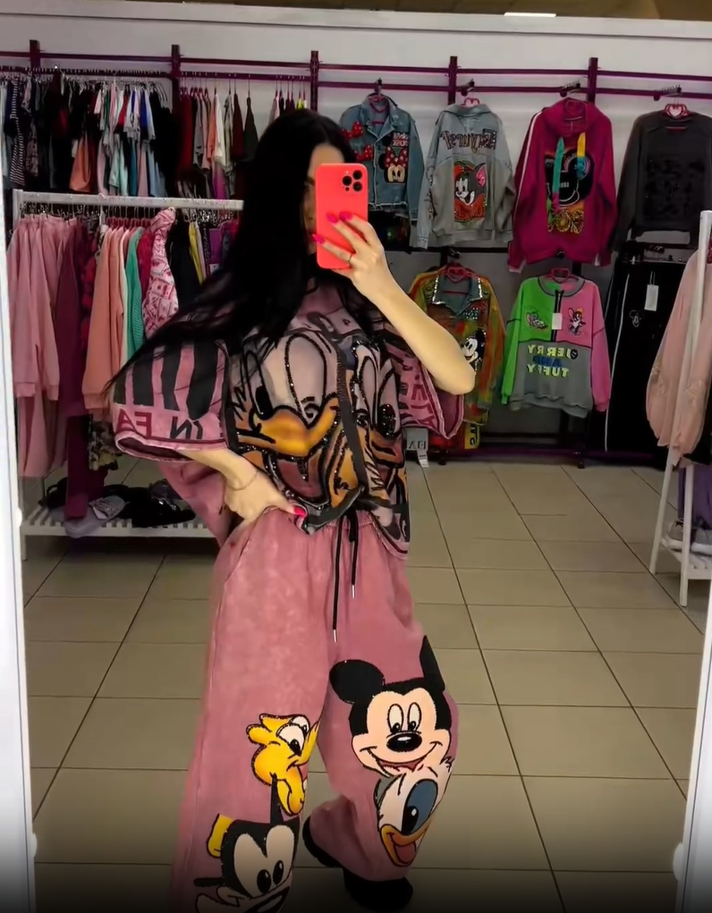 Komplet majice in hlač z motivom Račka Donalda in Miki Miške-SL