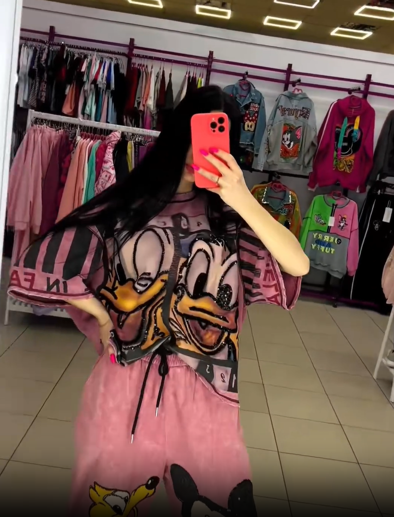 Komplet majice in hlač z motivom Račka Donalda in Miki Miške-SL