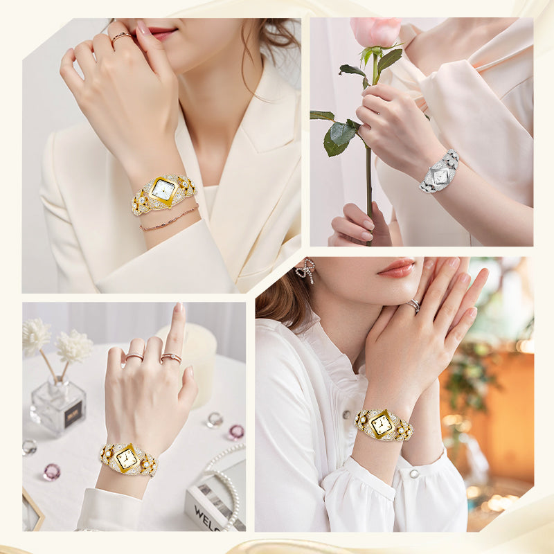 💜Retro quartz watch with sparkling crystals⌚-EN