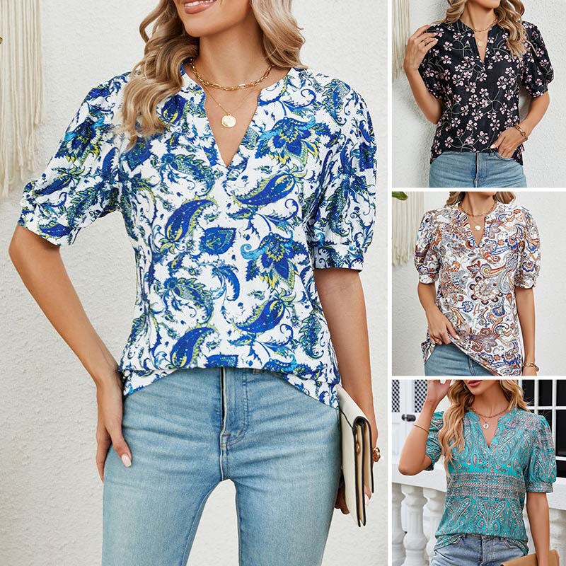 【M-2XL】🌸Moteriškas vasarinis V formos kaklo viršus-LT