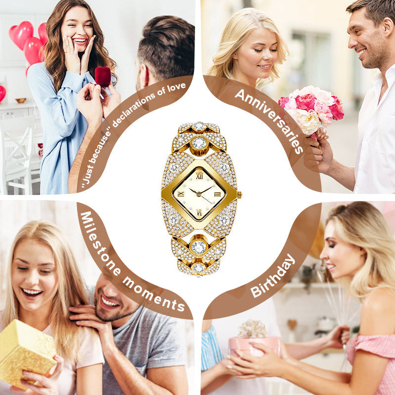 💜Retro quartz watch with sparkling crystals⌚-EN