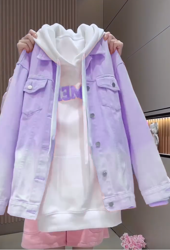 🎨 Patogus moteriškas džemperis Gradient Denim Jacket-LT