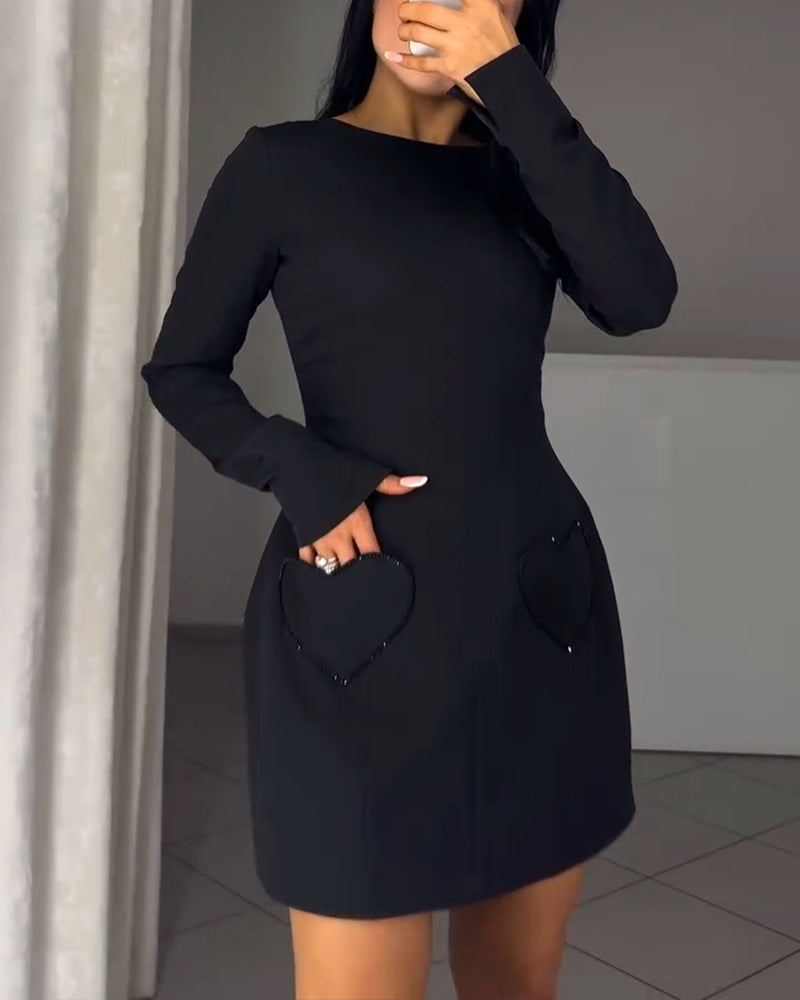 Eleganten obleka z dolgimi rokavi in vrvico v pasu-SL
