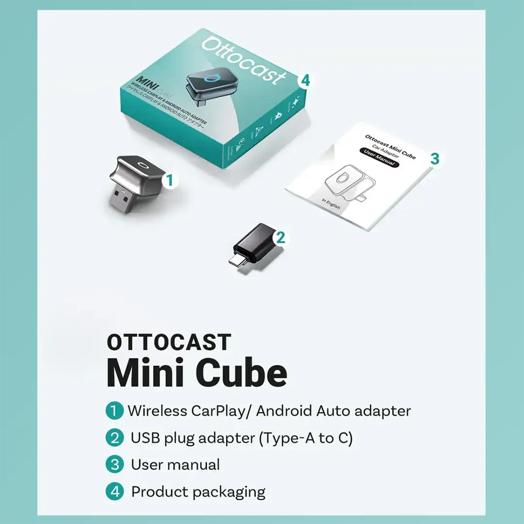 Brezžični adapter Ottocast Mini 3.0 Ultra Cube za Android Auto CarPlay-GR