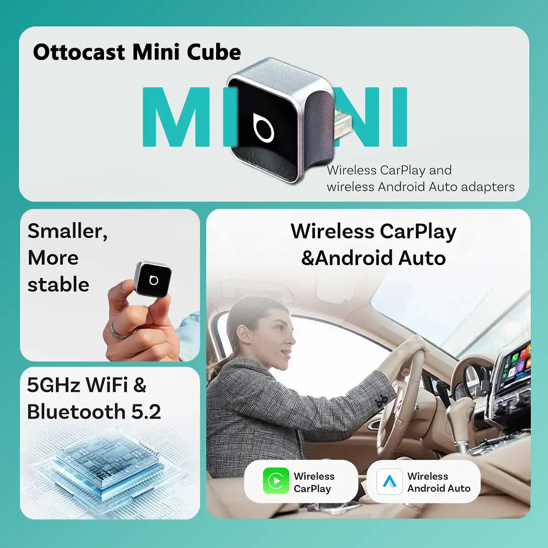 Brezžični adapter Ottocast Mini 3.0 Ultra Cube za Android Auto CarPlay-GR