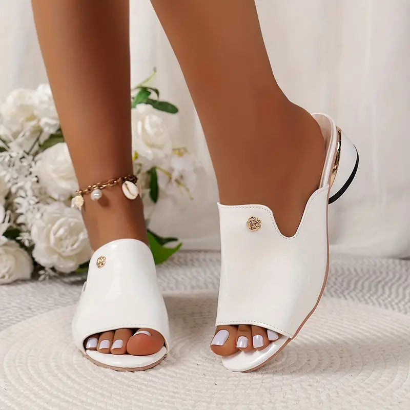 😍Τελευταία μέρα με έκπτωση 50%😍 - Μοντέρνα γυναικεία ορθοπεδικά δερμάτινα σανδάλια με ανοιχτά δάχτυλα και χοντρά τακούνια-GR