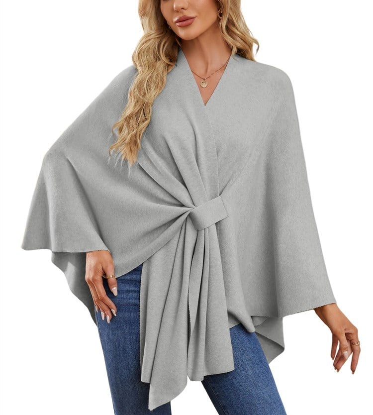 🔥Elegant Scarf Drape Soft Poncho Open Front Cardigan-EN
