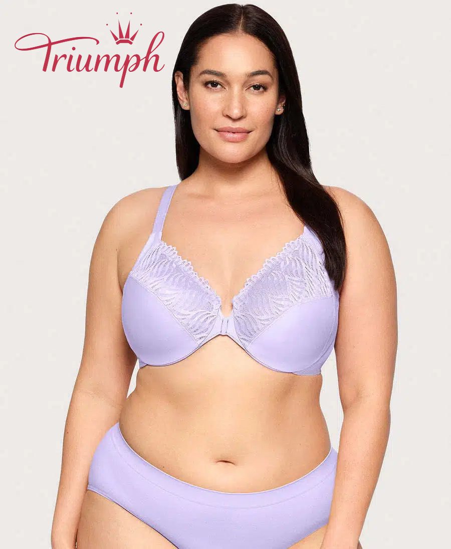«Triumph» – (4 τμχ.) – 💖Σουτιέν με κούμπωμα μπροστά και λαιμόκοψη Τ-LT