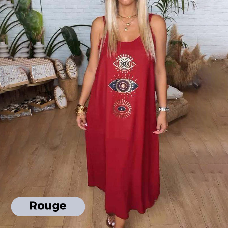 🔥Moteriška ilgomis rankovėmis suknelė su akių raštu👗-LT